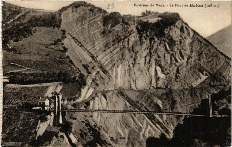 Carte postale ancienne Env. de Mens - Le Pont-de-Brison à Mens