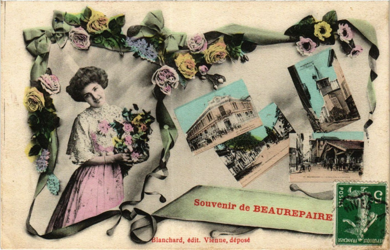 Carte postale ancienne Souvenir de Beaurepaire à Beaurepaire
