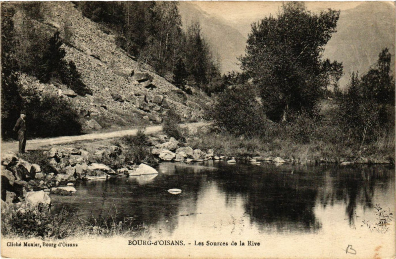 Carte postale ancienne Bourg d'Oisans - Les Sources de la Rives à Rives