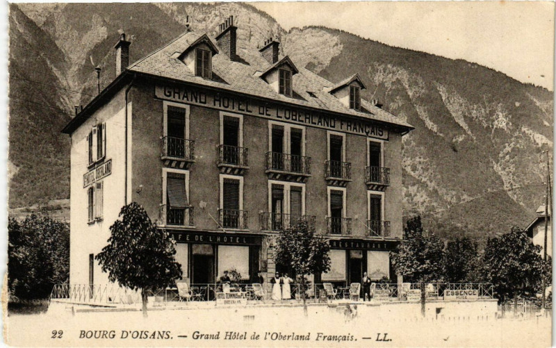 Carte postale ancienne Bourg-d'Oisans - Grand Hotel de l'Oberland Francais