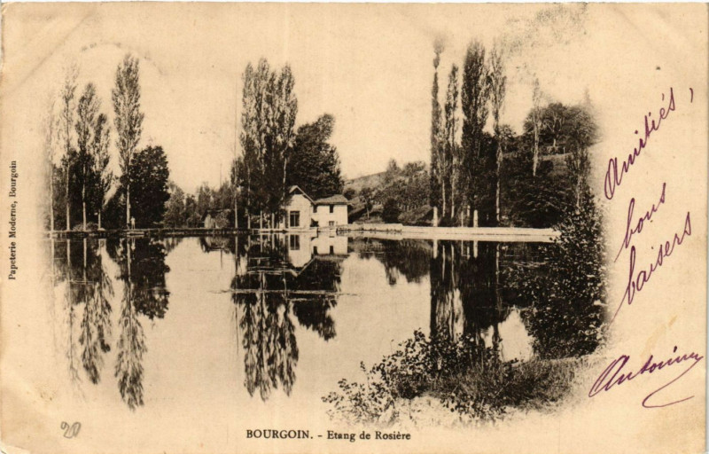 Carte postale ancienne Etang de Rosière à Bourgoin-Jallieu