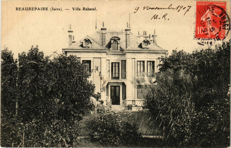 Carte postale ancienne Beaurepaire - Villa Rabatel à Beaurepaire