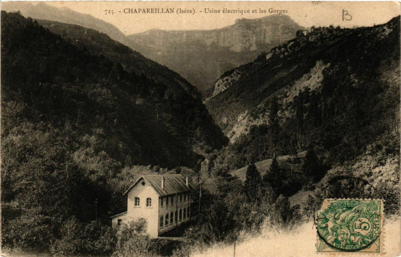 Carte postale ancienne Chapareillan - Usine electrique et les Gorges à Chapareillan