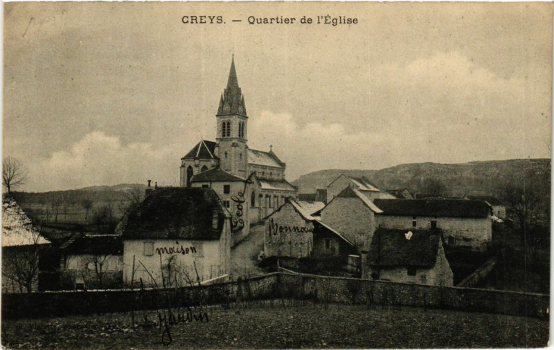 Carte postale ancienne Creys - Quartier de l'Eglise