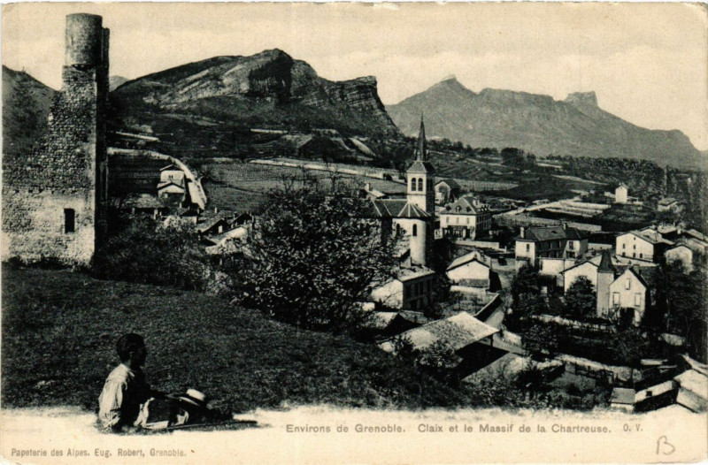 Carte postale ancienne Env. de Grenoble. Claix et le Massif de la Chartreuse à Claix