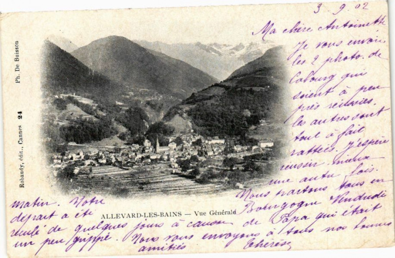 Carte postale ancienne Allevard-les-Bains - Vue générale à Allevard