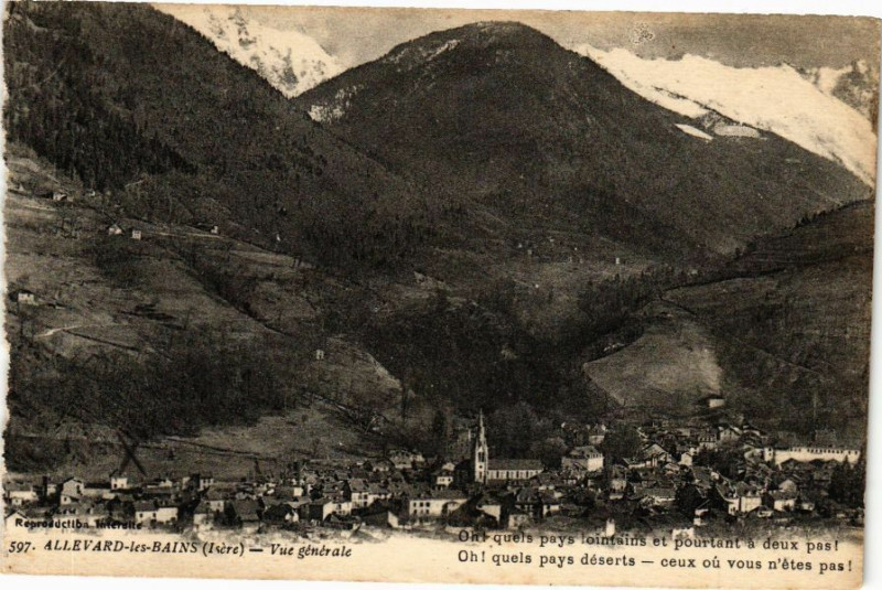 Carte postale ancienne Allevard-les-Bains 8Isere) - Vue générale à Allevard