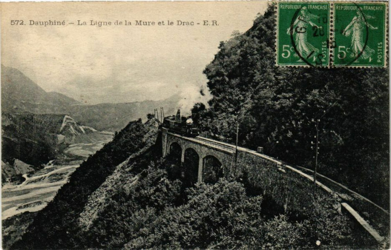 Carte postale ancienne Dauphiné - La Ligne de La Mure et la Drac à La Mure