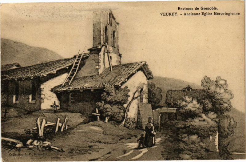 Carte postale ancienne Env. de Grenoble - Veurey - Ancienne Eglise Merovingienne à Grenoble