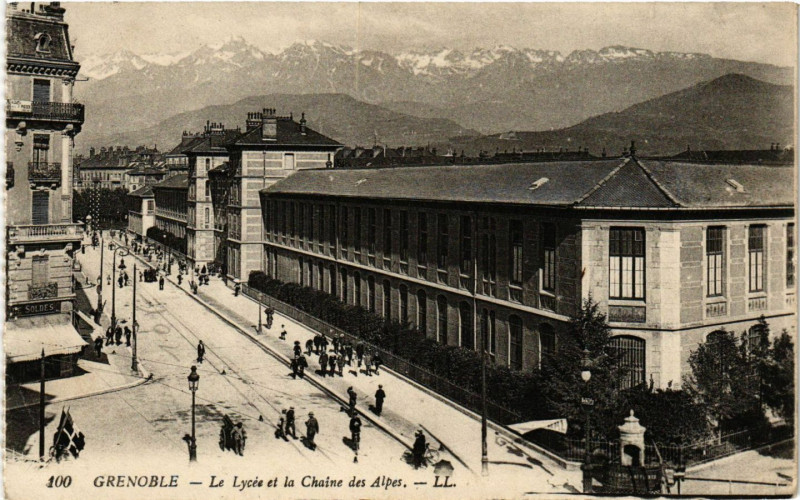 Carte postale ancienne Grenoble - Le Lycée et la Chaine à Grenoble