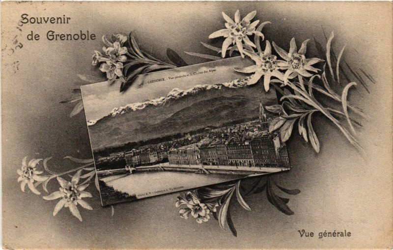 Carte postale ancienne Souvenir de Grenoble - Vue générale à Grenoble