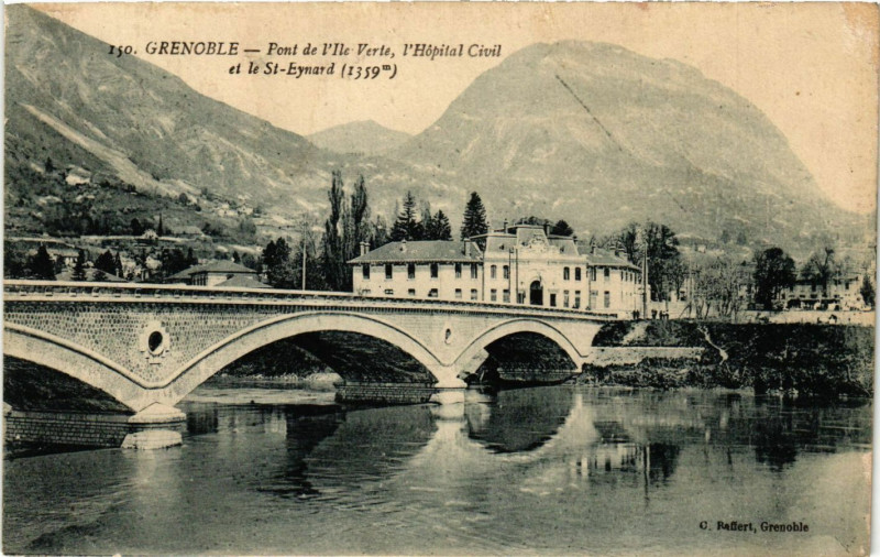 Carte postale ancienne Grenoble - Pont-de-l'Ile Verte à Grenoble