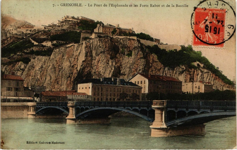 Carte postale ancienne Grenoble - Le Pont-de-l'Esplanade à Grenoble