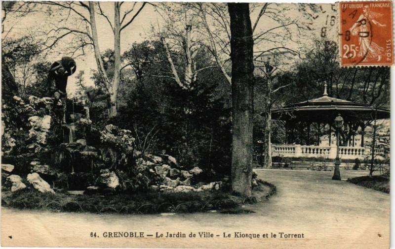 Carte postale ancienne Grenoble - Le Jardin de Ville à Grenoble