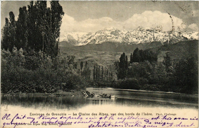Carte postale ancienne Env. de Grenoble - La Chaine des Alpes à Grenoble