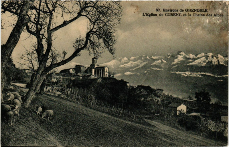 Carte postale ancienne Env. de Grenoble - L'Eglise de Corenc à Grenoble