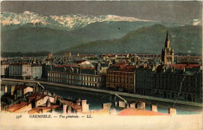Carte postale ancienne Grenoble - Vue générale à Grenoble
