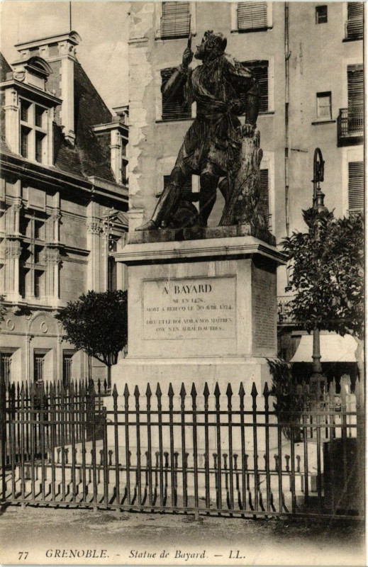 Carte postale ancienne Grenoble - Statue de Bayard à Grenoble