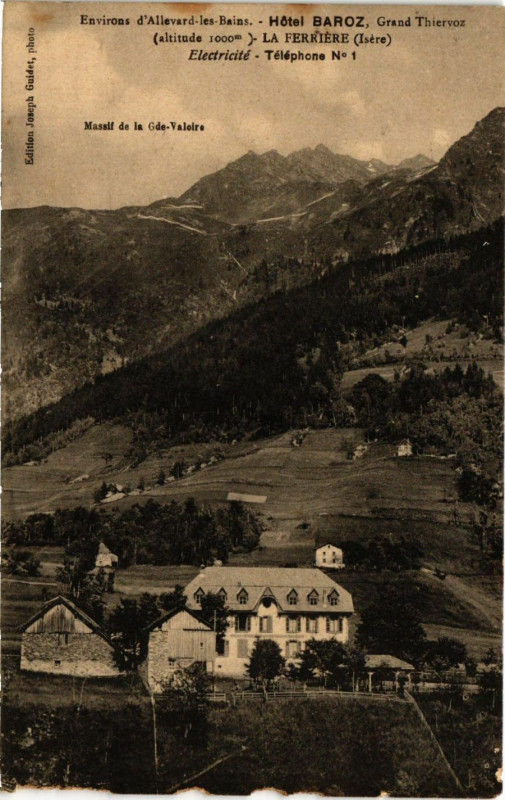 Carte postale ancienne Env. d'Allevard-les-Bains - Hotel Baroz à Allevard