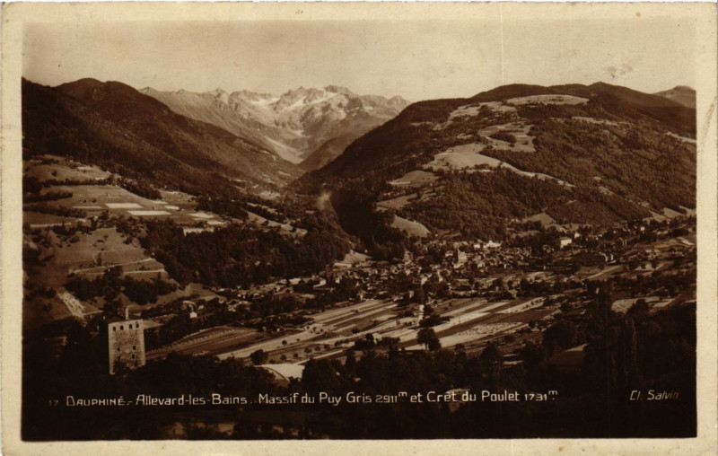 Carte postale ancienne Allevard-les-Bains - Massif du Puy à Allevard