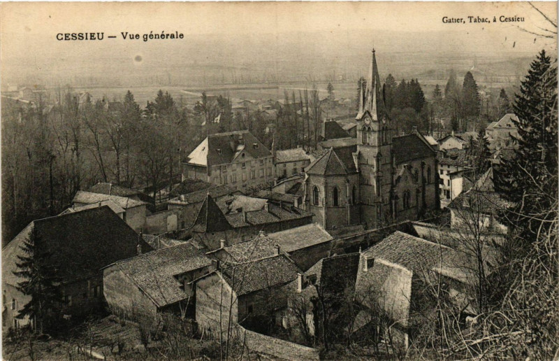 Carte postale ancienne Cessieu - Vue générale à Cessieu