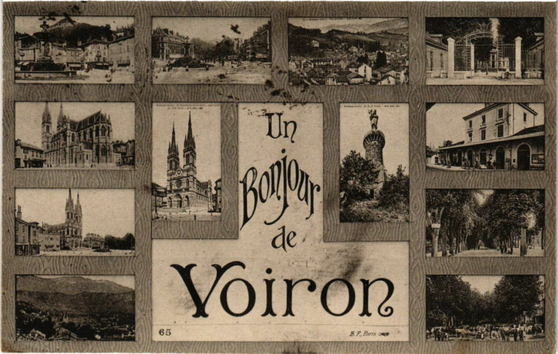 Carte postale ancienne Un Bonjour de Voiron à Voiron