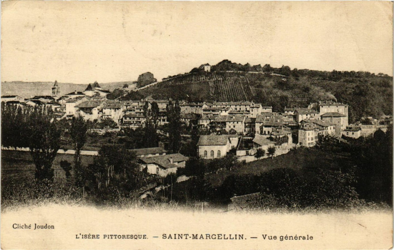 Carte postale ancienne Saint-Marcellin - Vue générale à Saint-Marcellin