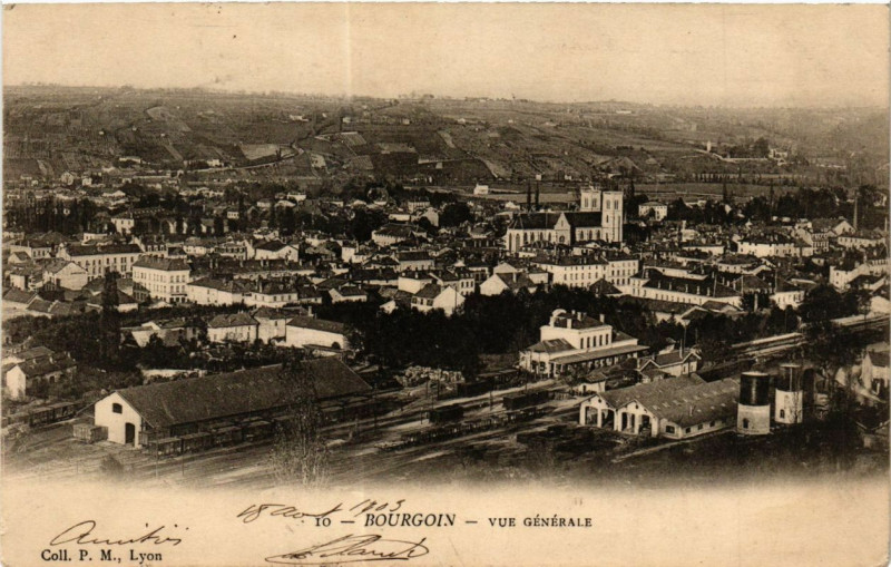 Carte postale ancienne Bourgoin - Vue générale