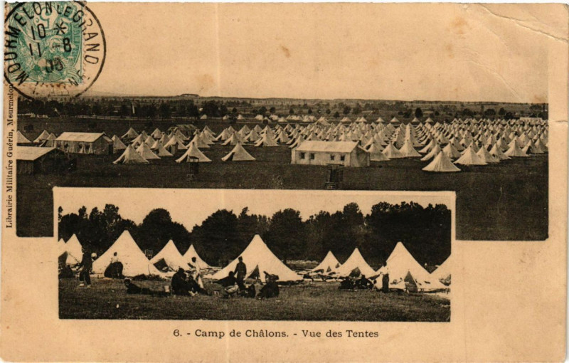 Carte postale ancienne Camp de Chalons-Vue des Tentes à Chalon