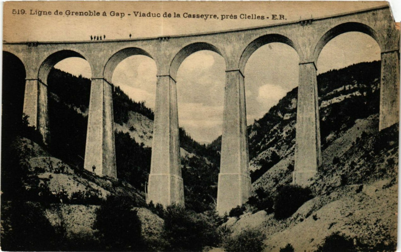Carte postale ancienne Ligne de Grenoble a Gap - Viaduc de la Casseyre pres Celles à Grenoble
