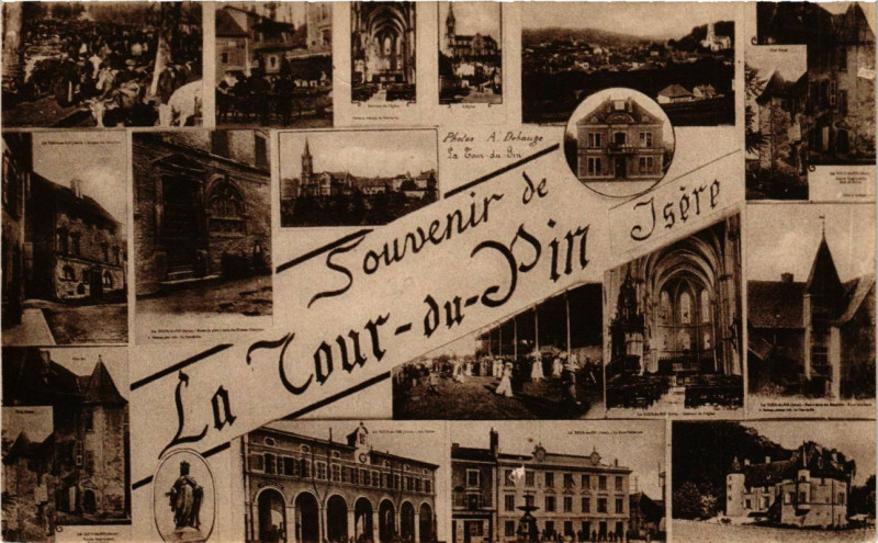 Carte postale ancienne Souvenir de La Cour-du-Pin Isere