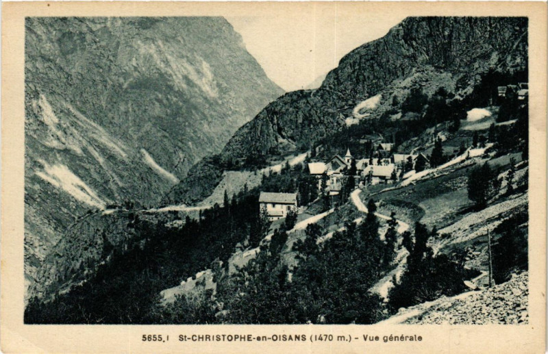 Carte postale ancienne Saint-Christophe-en-Oisans (1470m) - Vue générale à Saint-Christophe-en-Oisans
