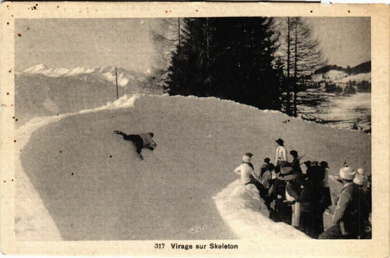 Carte postale ancienne Virage sur Skeleton