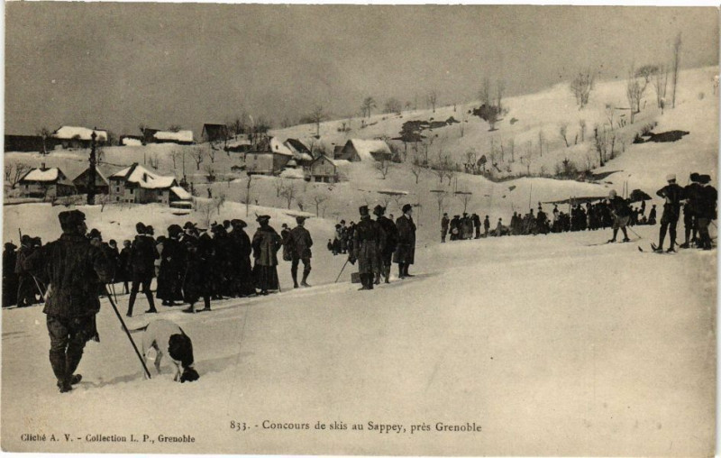Carte postale ancienne Concours de skis pres Grenoble à Grenoble