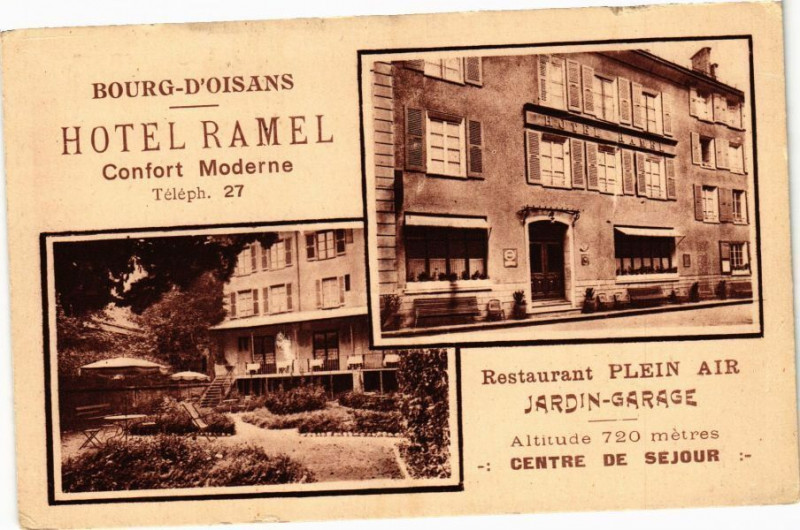 Carte postale ancienne Bourg d'Oisans - Hotel Ramel
