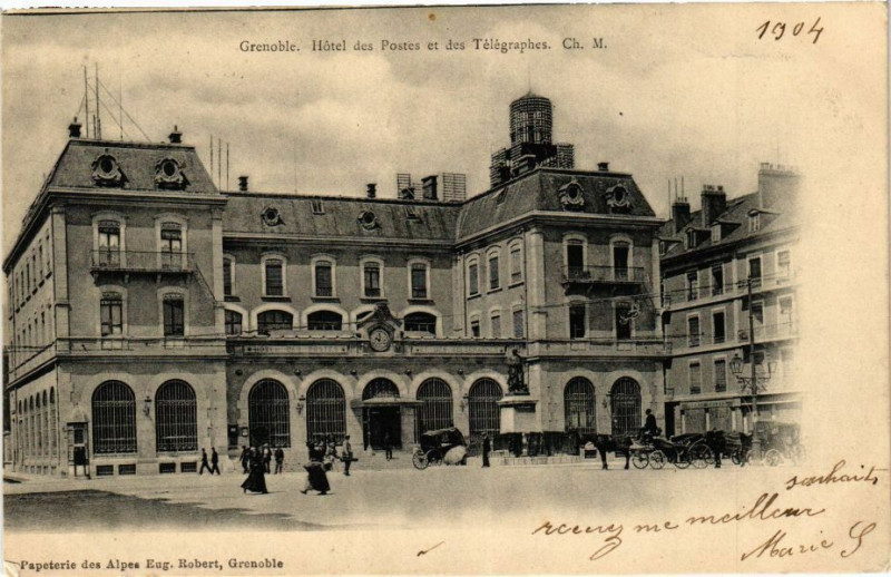 Carte postale ancienne Grenoble - Hotel des Postes et des Telegraphes à Grenoble
