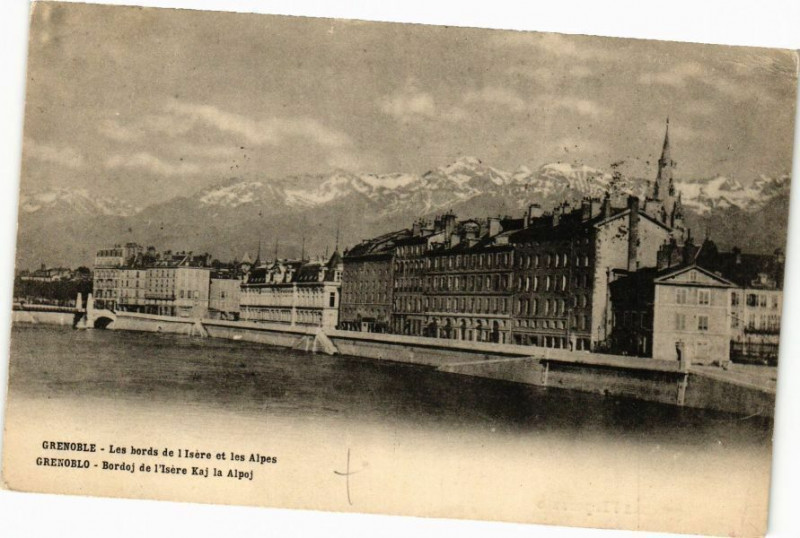 Carte postale ancienne Grenoble - Lesbords de l'Isere et les Alpes - Grenoblo - Bordoj... à Grenoble