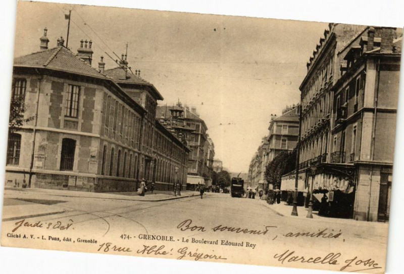 Carte postale ancienne Grenoble - Le Boulevard Edouard Rey à Grenoble