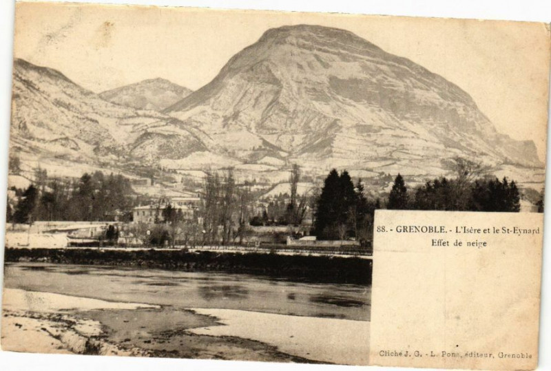 Carte postale ancienne Grenoble - L'Isere et le St-Eynard - Effet de neige à Grenoble