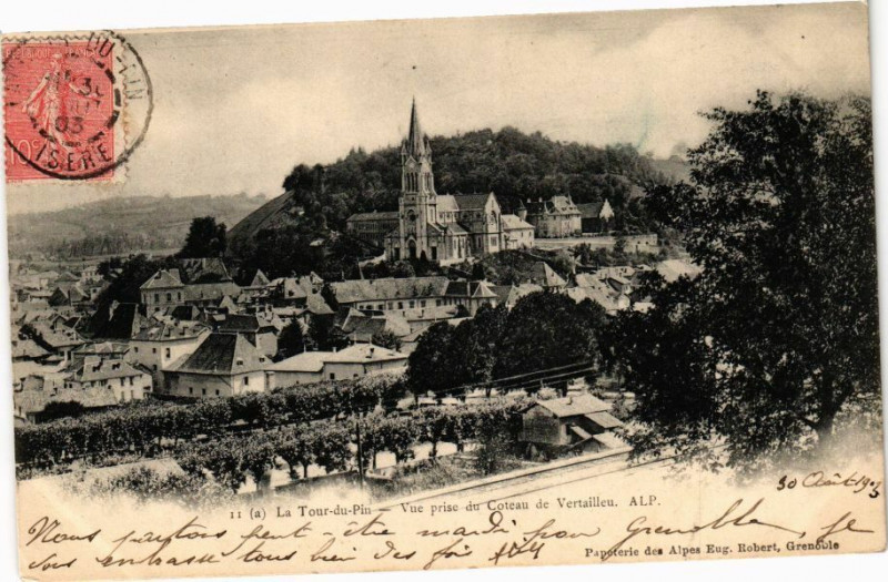 Carte postale ancienne La Tour-du-Pin - Vue prise du Coteau de Vertaillieu à La Tour-du-Pin