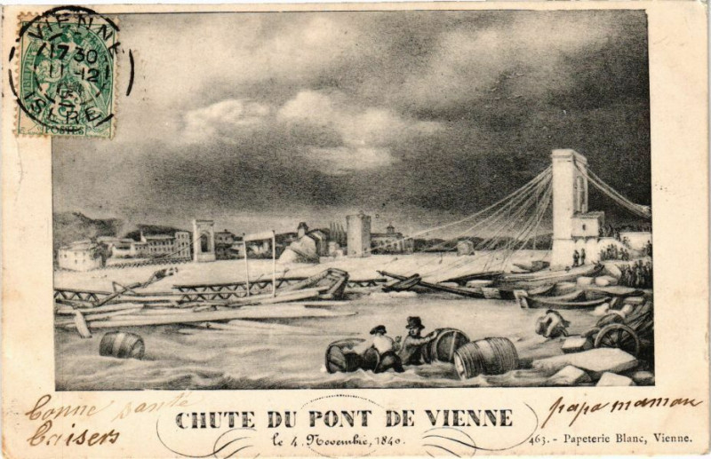 Carte postale ancienne Chute-du-Pont-de-Vienne à Vienne
