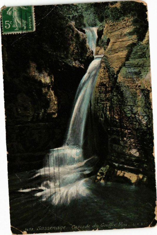 Carte postale ancienne Sassenage - Cascade du Gouffirc bleu à Sassenage