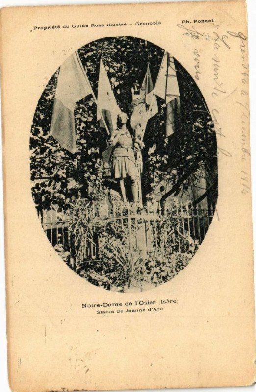 Carte postale ancienne Notre-Dame de l'Osier - Statue de Jeanne d'Arc à Notre-Dame-de-l'Osier