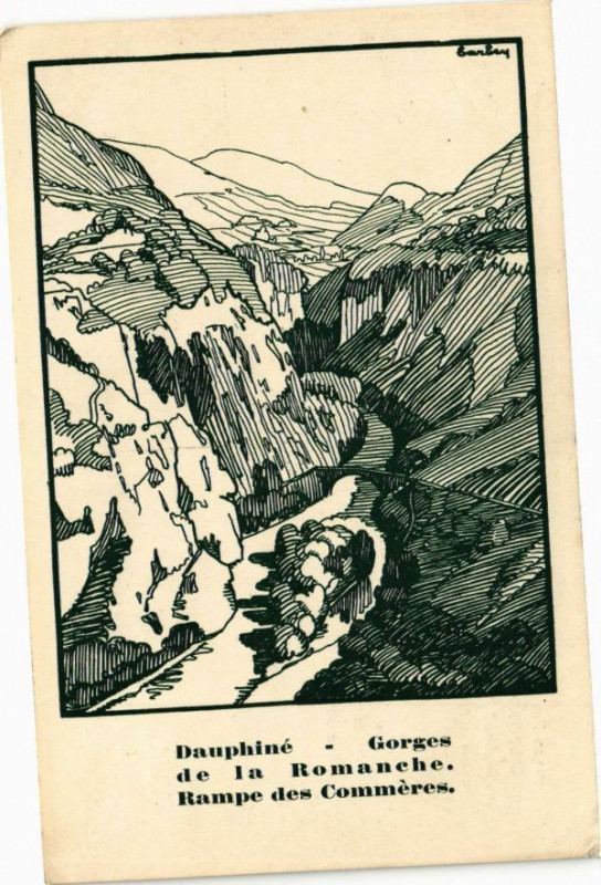 Carte postale ancienne Dauphiné - Gorges de la Romanche - Rampe des Commeres
