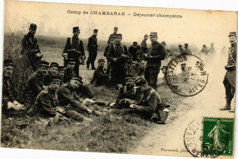 Carte postale ancienne Camp de Chambaran - Dejeuner CHAMPETre