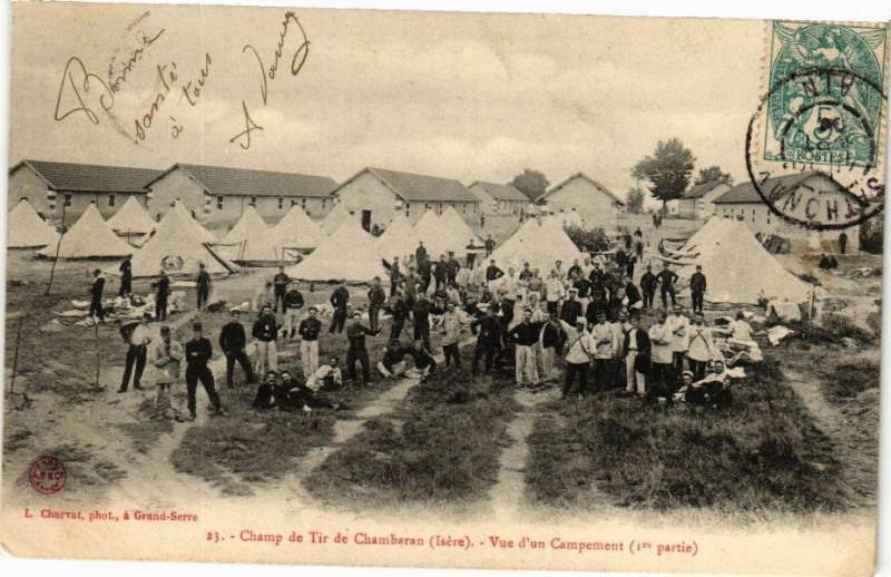 Carte postale ancienne Camp de Tir de Chambaran - Vue d'un Campement