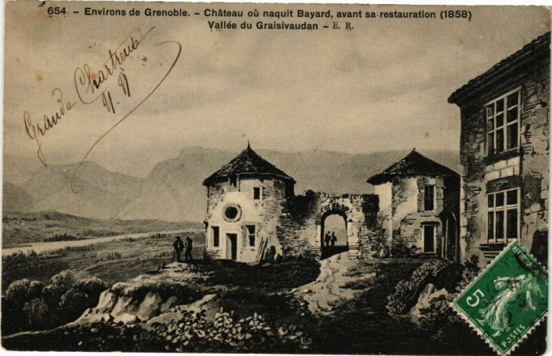 Carte postale ancienne Env. de Grenoble - Chateau ou naquit Bayard à Grenoble