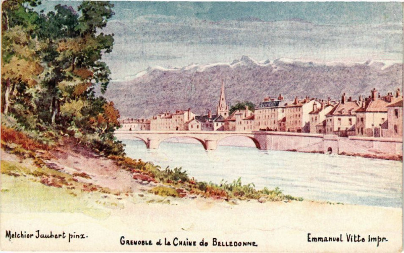 Carte postale ancienne Grenoble et la Chaine de Belledonne à Grenoble