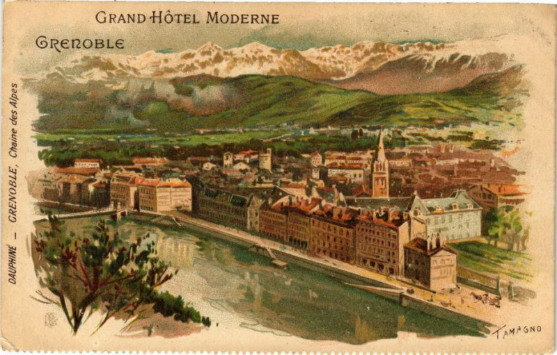 Carte postale ancienne Grenoble - Grand Hotel Moderne à Grenoble