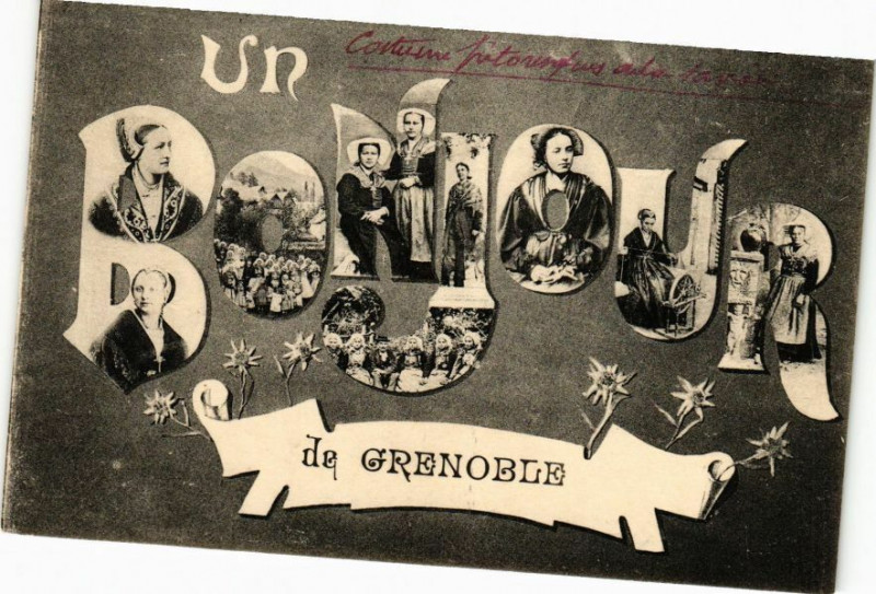 Carte postale ancienne Un Bonjour de Grenoble à Grenoble